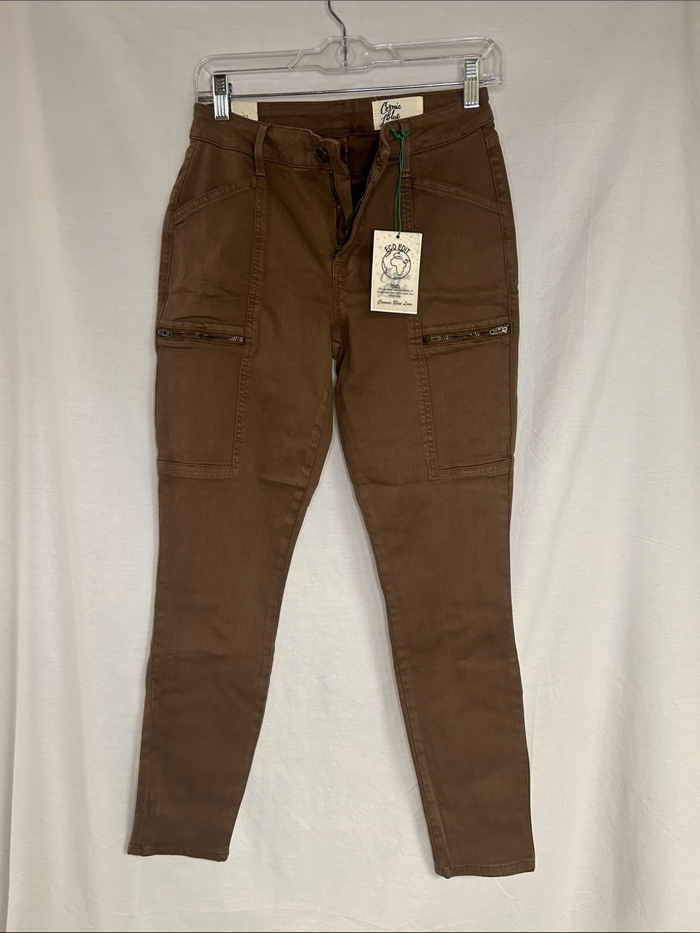 Brown Cargo Skinny Pants